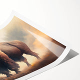 Vibrant buffalo wall art print showcasing a detailed bison design, perfect for wildlife enthusiasts. Ideal for home decor or office spaces, adding a touch of nature.