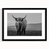 Framed wall art featuring a majestic buffalo design in a black frame, complete with a mat, showcasing the beauty of wildlife. Ideal for nature lovers and home decor enthusiasts.