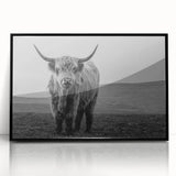 Framed acrylic wall art showcasing a striking black buffalo design from the 'A Bisson Design' collection, perfect for wildlife enthusiasts. The artwork features intricate detailing and a modern aesthetic, making it ideal for home decor or office spaces.