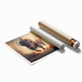 Buffalo wall art print showcasing a stunning bison design, featuring rich textures and earthy colors, perfect for wildlife enthusiasts and home decor.