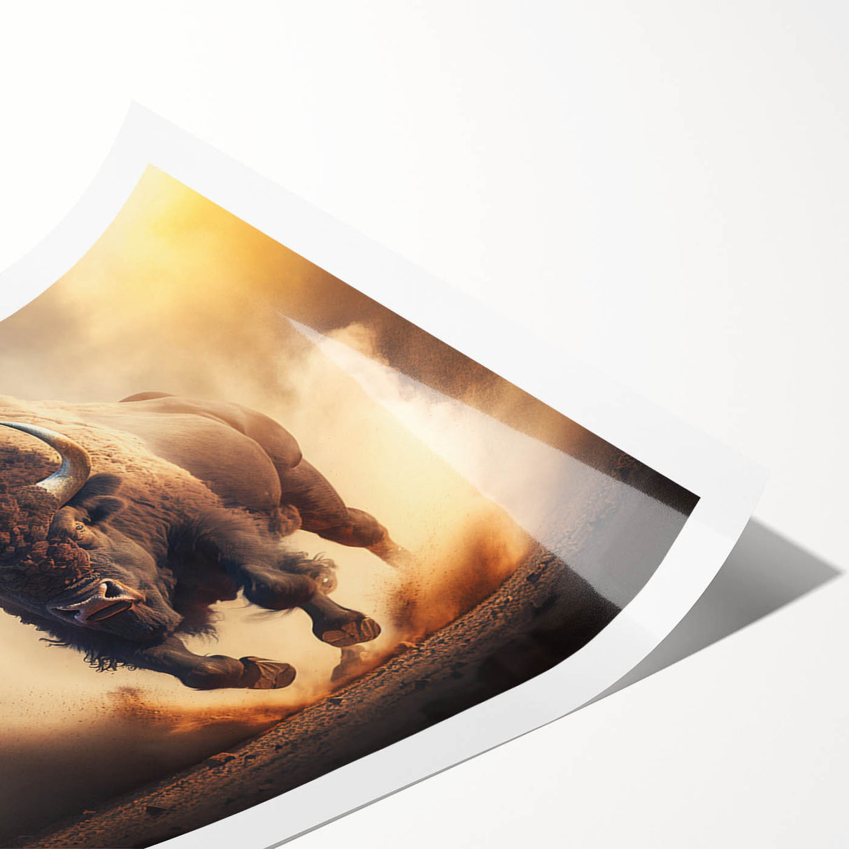 Buffalo wall art print showcasing a stunning bison design, vibrant colors, and intricate details, perfect for wildlife enthusiasts and home decor lovers.