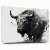 Side view of a buffalo wall art design on acrylic glass, showcasing vibrant colors and intricate details, perfect for wildlife enthusiasts and home decor.