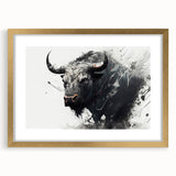 Detailed 3D view of a gold-framed wall art piece featuring a majestic buffalo design, suitable for wildlife decor, enhancing any room's aesthetic.