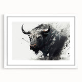 Framed wall art depicting a majestic buffalo in a natural setting, showcasing detailed textures and vibrant colors, ideal for wildlife enthusiasts and home decor.