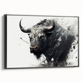 Framed wall art featuring a black buffalo design from the 'A Wild Life' collection, showcasing intricate details and textures, perfect for animal lovers' decor.