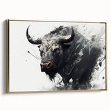 Framed canvas wall art featuring a majestic buffalo design with a gold border, showcasing vibrant colors and intricate details, perfect for animal lovers and home decor enthusiasts.