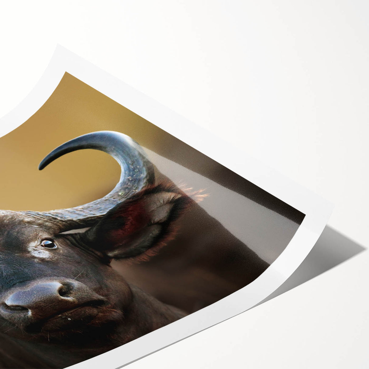 Buffalo wall art print showcasing a striking design of a bison in a natural setting, perfect for wildlife enthusiasts. Features vibrant colors and intricate details. Ideal for home decor or art collection.