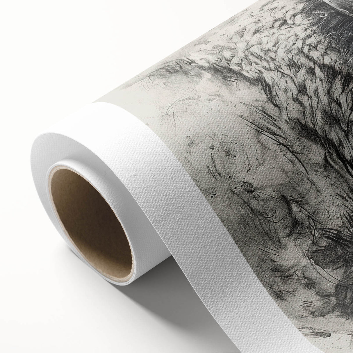 Buffalo wall art design on rolled canvas showcasing intricate details and vibrant colors, perfect for adding a touch of wildlife decor to any space, packaged securely for easy display.