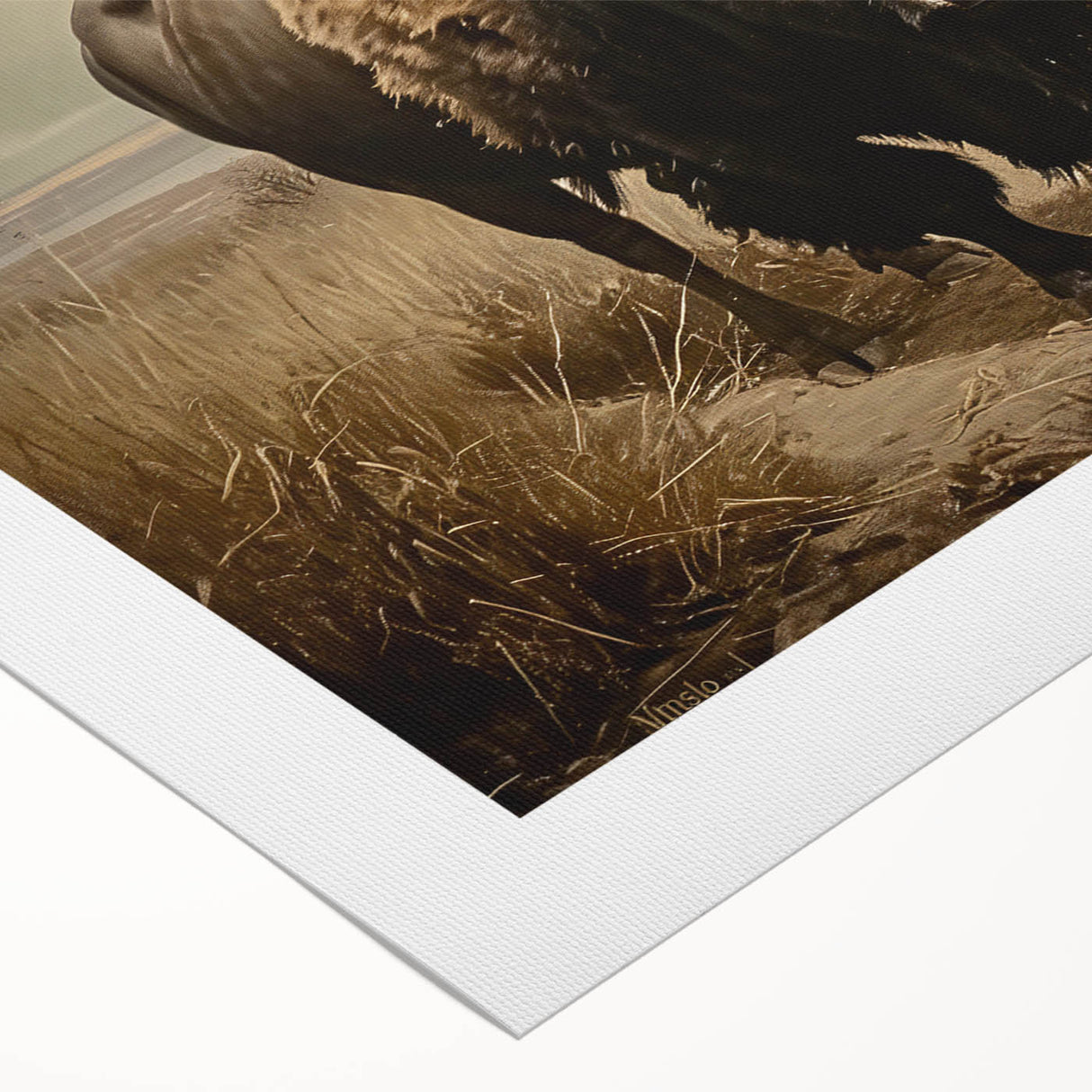 Buffalo wall art canvas print showcasing a striking bison design, featuring rich colors and intricate details, perfect for wildlife enthusiasts and home decor.