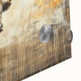 Close-up of a vibrant acrylic glass wall art piece featuring a majestic buffalo, showcasing intricate details and textures ideal for wildlife enthusiasts. Perfect for enhancing living spaces with a touch of nature.