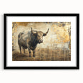 Framed wall art featuring a majestic buffalo design from the A Bisson collection, presented with a black mat and sleek frame, perfect for wildlife enthusiasts.