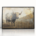 Framed acrylic wall art featuring a striking black buffalo design from the A Bisson collection, showcasing intricate details and a modern aesthetic, ideal for wildlife enthusiasts.