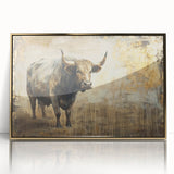 Framed wall art featuring a stunning gold-accented buffalo design, showcasing intricate details and textures, perfect for enhancing any living space or office decor.