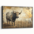 Framed canvas wall art featuring a striking black buffalo design in profile, showcasing intricate details and textures, perfect for wildlife enthusiasts and home decor.