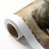 Buffalo wall art design on rolled canvas, showcasing a vibrant depiction of a bison in natural habitat, perfect for wildlife enthusiasts and home decor.