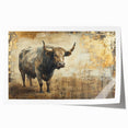 A vibrant wall art print showcasing a majestic buffalo in a natural setting, ideal for wildlife enthusiasts and home decor. The artwork features rich colors and intricate details, perfect for adding a touch of nature to any space.