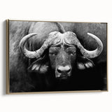 Framed wall art featuring a stunning side view of a bison in a wild landscape, showcasing rich textures and warm gold accents, perfect for animal lovers and home decor enthusiasts.