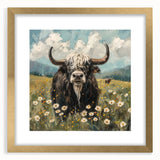 Framed wall art print showcasing a majestic buffalo design in a gold frame with a mat, perfect for wildlife enthusiasts and home decor lovers. The artwork emphasizes the grace and strength of the buffalo, enhancing any living space with its vibrant colors and detailed illustration.