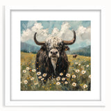 Framed wall art featuring a detailed illustration of a buffalo, showcasing intricate textures and natural colors, perfect for wildlife enthusiasts and home decor.