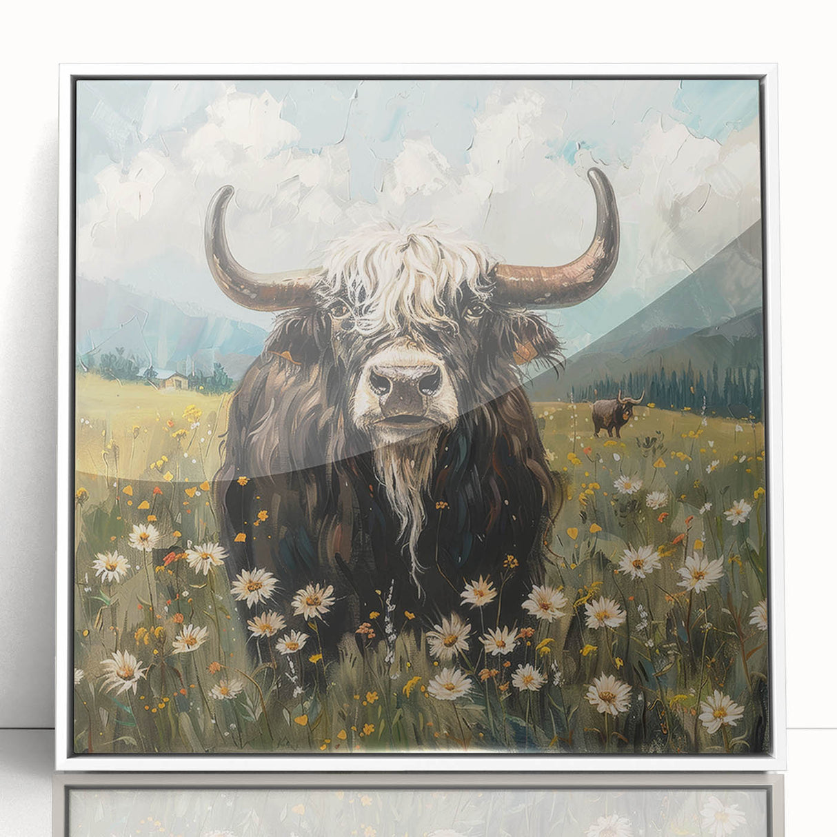 Framed wall art featuring a striking design of a buffalo, showcasing intricate details and a modern aesthetic, perfect for enhancing any living space or office decor.