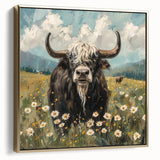 Framed canvas wall art showcasing a majestic buffalo design, set against a gold background, perfect for adding a touch of wildlife elegance to any room.