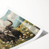 Rolled print of a bison design showcasing a majestic buffalo in a natural landscape, perfect for wildlife enthusiasts and home decor, highlighting earthy tones and textures.