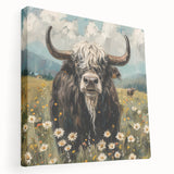 Stretched canvas wall art featuring a majestic side view of a buffalo, showcasing intricate details and earthy tones, perfect for wildlife enthusiasts and home decor.