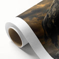 Rolled canvas artwork showcasing a striking buffalo design in earthy tones, perfect for wildlife enthusiasts and home decor. Ideal for adding a touch of nature to any space.