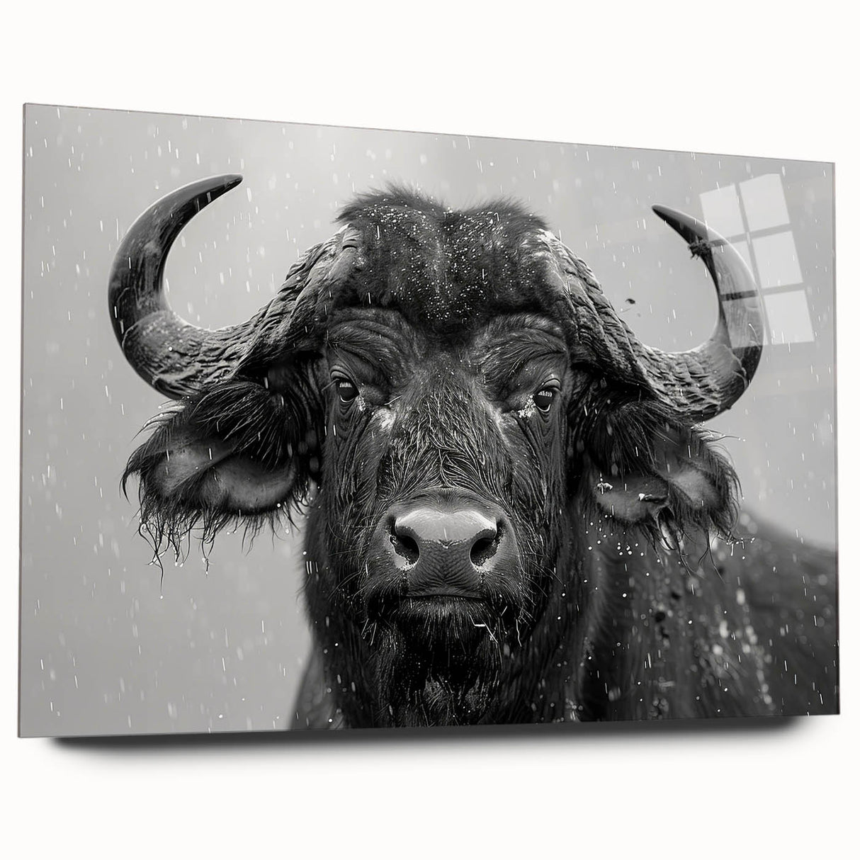 Side view of a stunning acrylic glass wall art piece showcasing a bison design, part of the 'Animals A Wild Life' collection, ideal for nature lovers and home decor enthusiasts.