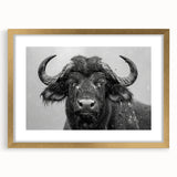 Stunning wall art featuring a majestic buffalo design in a gold frame, ideal for wildlife enthusiasts, enhancing any home decor with a touch of nature.