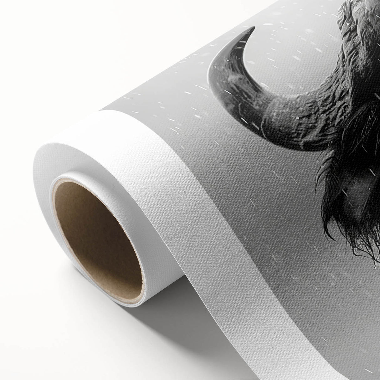 Buffalo wall art design on rolled canvas, showcasing a detailed illustration of a bison grazing in a vibrant natural setting, ideal for wildlife enthusiasts.