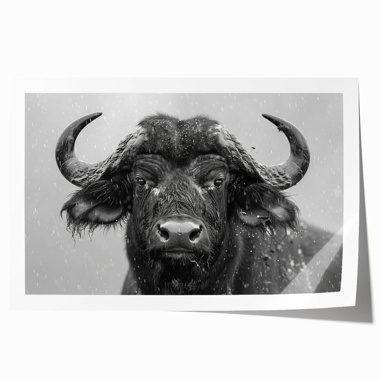 Vibrant rolled print of a majestic buffalo, showcasing intricate details in a bison design, perfect for wildlife-themed wall art decor, emphasizing nature's beauty.