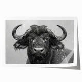 Vibrant rolled print of a majestic buffalo, showcasing intricate details in a bison design, perfect for wildlife-themed wall art decor, emphasizing nature's beauty.