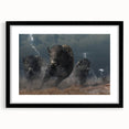 Framed wall art featuring a striking design of a buffalo, showcasing intricate details and a black matte finish, ideal for wildlife enthusiasts and home decor.