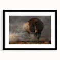 Black-framed wall art featuring a striking buffalo design from the "Animals A Wild Life" collection, showcasing intricate details and a contemporary aesthetic perfect for home decor.