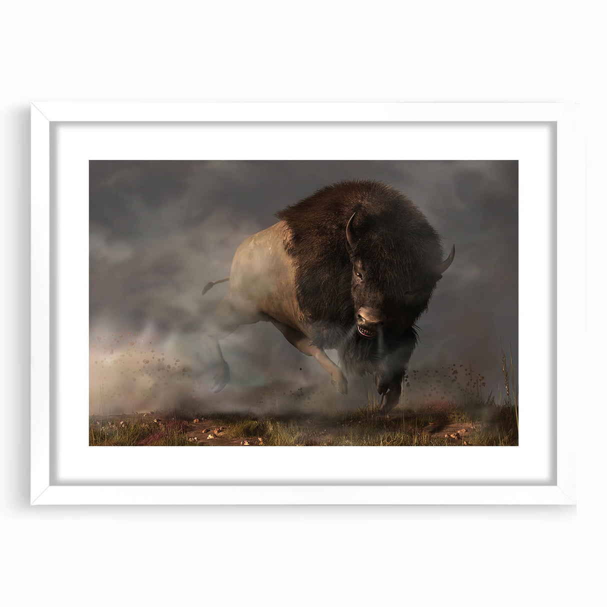 Framed wall art featuring a majestic buffalo design from the "A Wild Life" collection, showcasing intricate details and vibrant colors, perfect for nature enthusiasts.