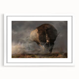 Framed wall art featuring a majestic buffalo design from the "A Wild Life" collection, showcasing intricate details and vibrant colors, perfect for nature enthusiasts.