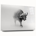Acrylic glass wall art showcasing a side view of a majestic buffalo, designed with vibrant colors and intricate details, perfect for wildlife enthusiasts and home decor.
