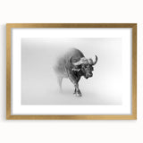 Framed wall art featuring a majestic buffalo design from the A Bisson collection, set in a gold frame with a mat, perfect for wildlife enthusiasts.
