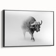Framed wall art featuring a black side view of a majestic buffalo, showcasing intricate details in the design, perfect for wildlife enthusiasts and home decor.