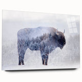 Acrylic glass wall art showcasing a side view of a majestic buffalo, part of the Wild Life collection, featuring intricate details and vibrant colors, perfect for animal lovers.