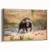 Framed wall art featuring a majestic bison in a gold-accented design, showcasing intricate details and textures, perfect for wildlife enthusiasts and decor lovers.