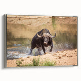 Framed canvas wall art showcasing a majestic silver side view of a bison, part of the Wild Life collection, perfect for nature-themed home décor.