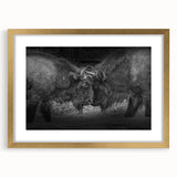 Framed wall art featuring a majestic buffalo design in gold tones, showcasing intricate details and textures, perfect for wildlife enthusiasts and home decor.