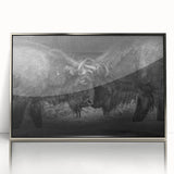 Framed wall art featuring a striking silver-accented buffalo design, showcasing intricate details and vibrant colors, ideal for wildlife enthusiasts and modern decor.