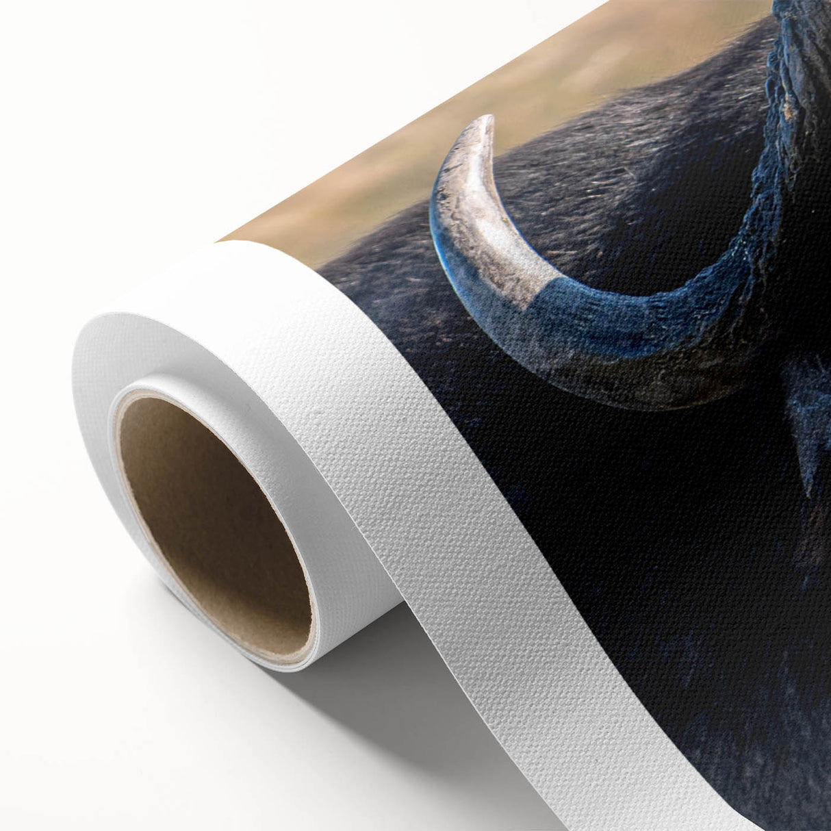 Canvas wall art featuring a detailed illustration of a majestic buffalo in a natural landscape, showcasing vibrant colors and intricate textures, ideal for wildlife enthusiasts.