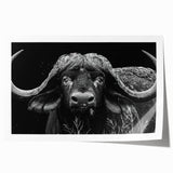 Buffalo wall art print featuring a striking bison design in earthy tones, showcasing its majestic presence against a textured background, perfect for wildlife enthusiasts.
