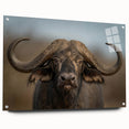 Acrylic wall art featuring a side view of a majestic buffalo, showcasing detailed textures and vibrant colors, perfect for wildlife enthusiasts and modern decor.