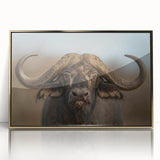 Framed wall art featuring a majestic buffalo in a bison design, showcased with a gold-accented frame, adding elegance to wildlife decor. Perfect for animal lovers.