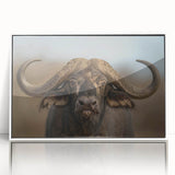 Framed wall art featuring a stunning acrylic design of a wild buffalo, showcasing intricate details and vibrant colors, perfect for wildlife enthusiasts and home decor.